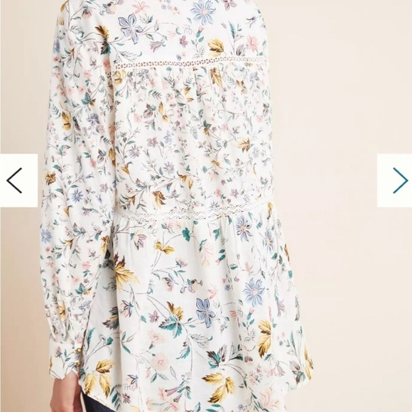 Anthropologie Genevra Lace Trim Peasant Blouse Size Small - Picture 3 of 13